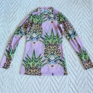 Y2K Style Piña Colada Sheer Mesh Funky Top